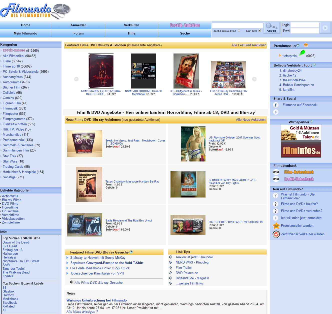 Filmundo - Online Portal für Filmauktionen mit FSK18