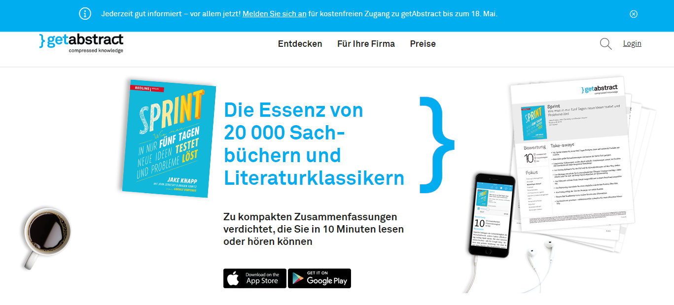getAbstract - Die Alternative zu Amazon Kindle Unlimited für Informationshungrige