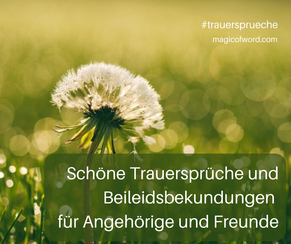 Große Sammlung an Trauersprüchen und Beileidssprüchen für Trauerkarten und Beerdigungen. Kraft, Trost, Hoffnung und Vertrauen. Die besten Sprüche, Verse und Zitate