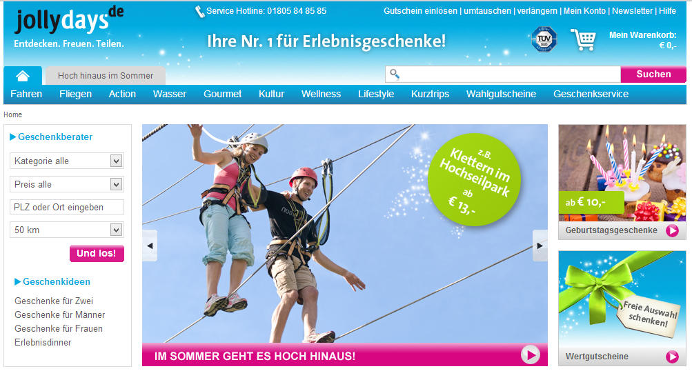 Jollydays - Website Screenshot